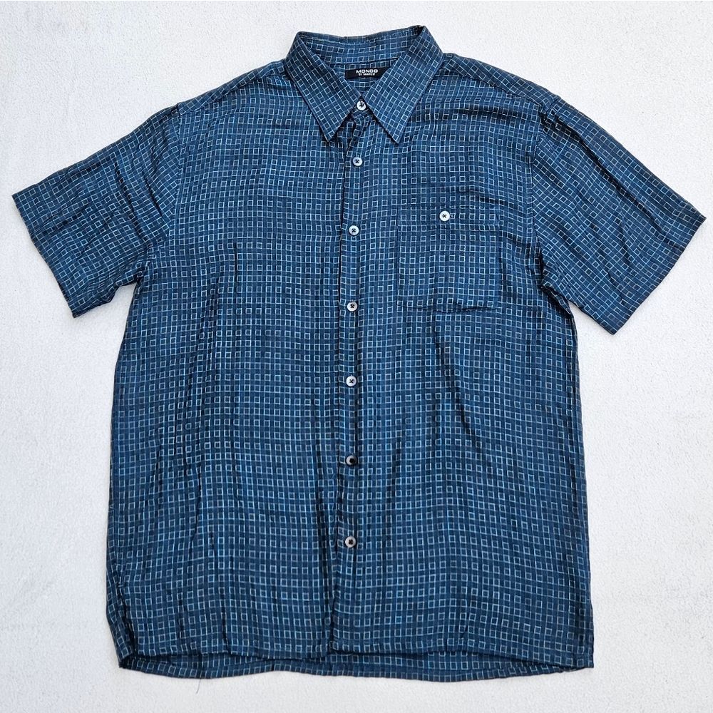 Mondo Di Marco Blue Short Sleeve Button Up Shirt Size M